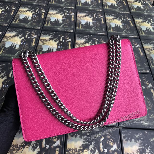 Gucci包 古馳女包 400249玫紅全皮  Gucci新款鏈條包 Gucci單肩斜挎包 Gucci酒神包  gudj1174